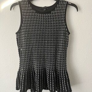 Ann Taylor Black and White Patterned Tank Top